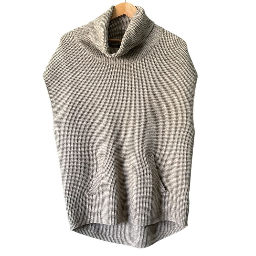 Sisters Cowl Turtleneck Sleeveless Knit Sweater Front Pockets Sz S/M Oversized